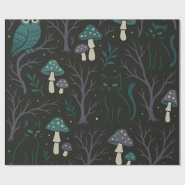 Papel De Presente Padrão de Halloween da Floresta Encantada