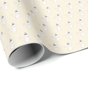 Papel De Presente Padrão de Halloween de Fantasma Retro Desenho