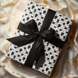 Papel De Presente Padrão de Halloween de Gato Preto Fofo para Amante