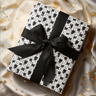 Papel De Presente Padrão de Halloween de Gato Preto Fofo para Amante