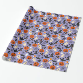 Papel De Presente Padrão de Halloween de Lavanda Sazonal Assustador