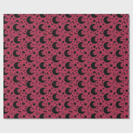 Papel De Presente Padrão de Halloween de Lua Crescente Celestial Ros