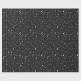 Papel De Presente Padrão de Halloween de Morcegos Pretos Góticos