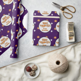 Papel De Presente Padrão de Halloween e mensagem assustadora