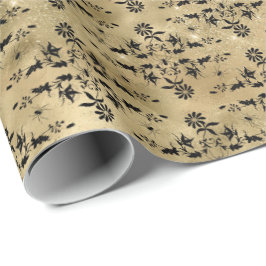 Papel De Presente Padrão de Halloween Floral de Aranha Rasteada