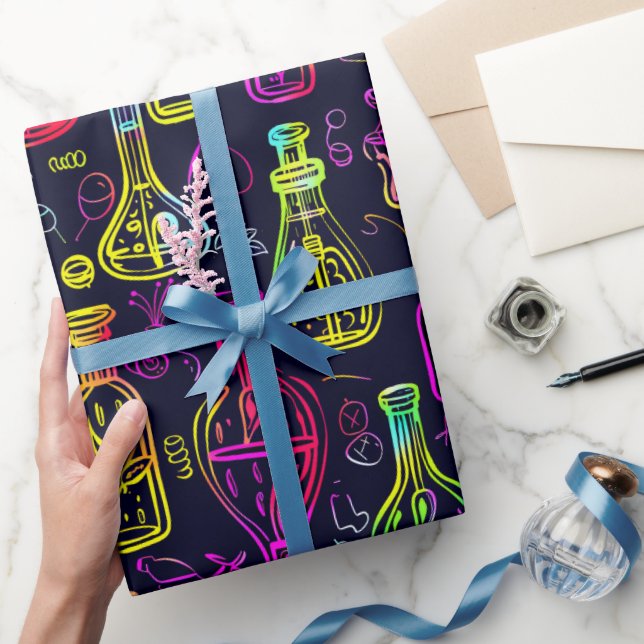 Papel De Presente Padrão de Halloween Neon (Presentear)