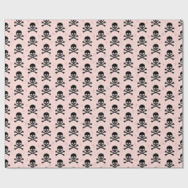 Papel De Presente Padrão de Halloween Ossos Cruzados Caveira Preto R