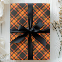 Padrão de Halloween Preto e Laranja Xadrez Escocês