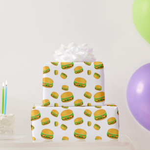 Papel De Presente Padrão de hambúrguer delicioso legal e divertido b