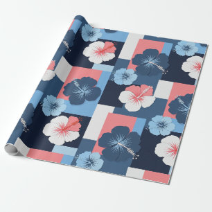 Papel De Presente Padrão de Hibisco Tropical Costeiro (11)