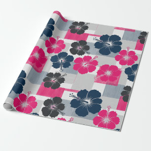 Papel De Presente Padrão de Hibisco Tropical Costeiro (13)