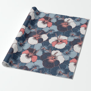 Papel De Presente Padrão de Hibisco Tropical Costeiro (14)