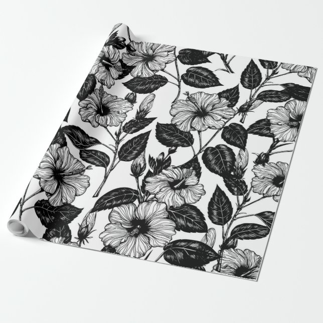 Papel De Presente Padrão de hibiscus (Desenrolado)