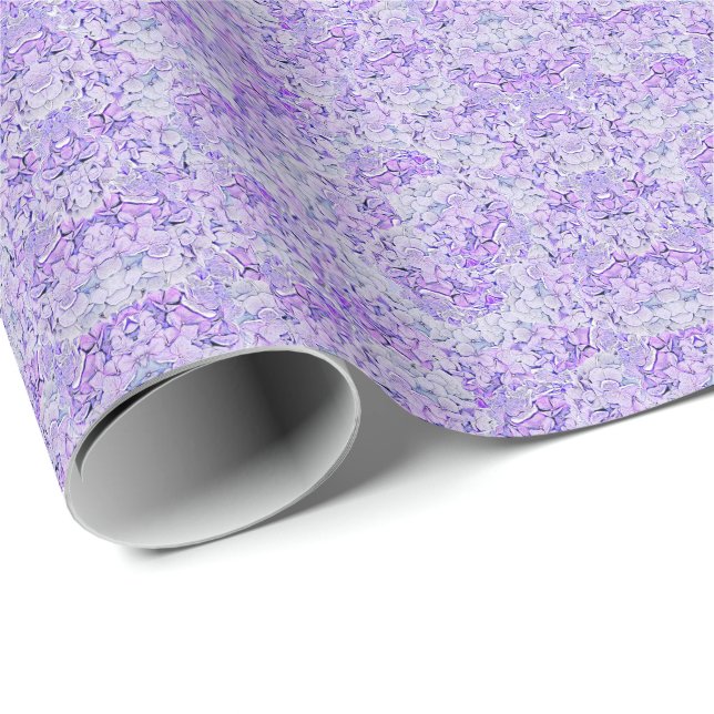 Papel De Presente Padrão de hidrangea glorioso na lavanda, floral (Ponta do rolo)