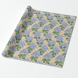 Papel De Presente Padrão de Hortênsia Art Nouveau com Libélulas