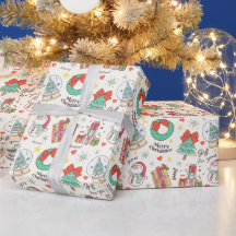 Padrão de Ícone de Presente de Natal Fofo em Branc