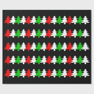 Papel De Presente Padrão de ícones de árvore de Natal Vermelho, Bran