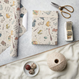 Papel De Presente Padrão de Ícones de Harry Potter - Aniversário