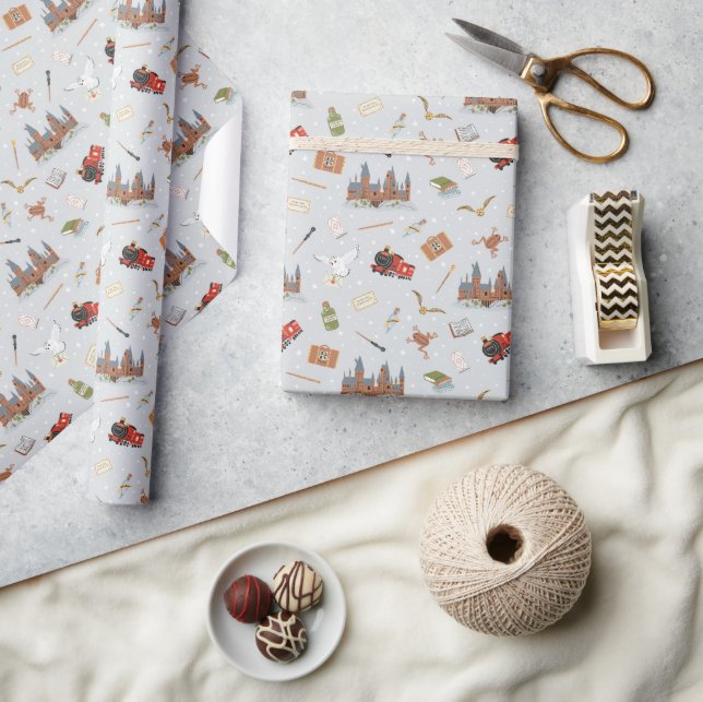 Papel De Presente Padrão de Ícones de Harry Potter - Chá de Bebê (Artesanato)