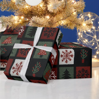 Papel De Presente Padrão de ícones de Natal com textura de tapete 