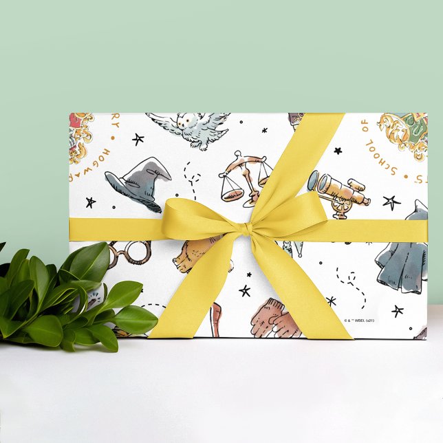 Papel De Presente Padrão de ícones do Harry Potter - Chá de fraldas (Wrapped gift)