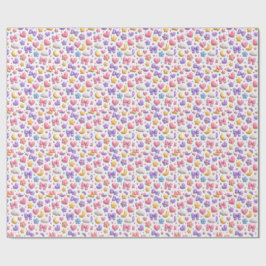 Papel De Presente Padrão de Ícones Pastel de Doce Fofo