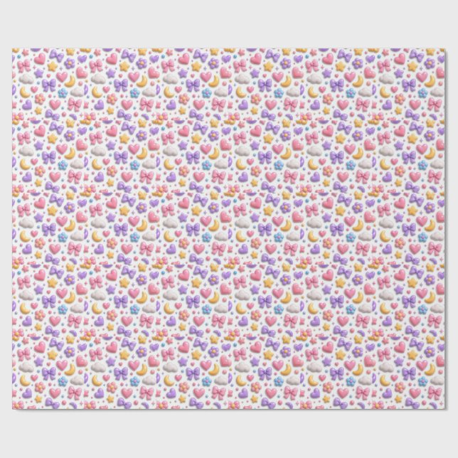 Papel De Presente Padrão de Ícones Pastel de Doce Fofo (Aberto)