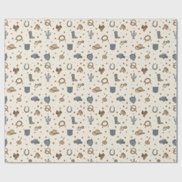 Papel De Presente Padrão de Ícones Western Vintage