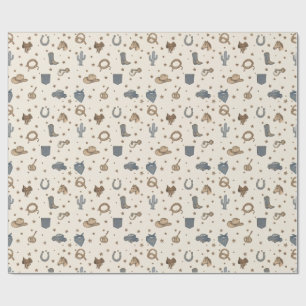Papel De Presente Padrão de Ícones Western Vintage