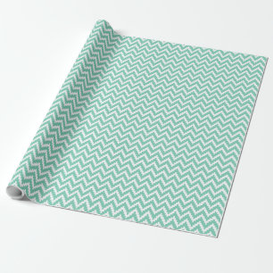 Papel De Presente Padrão De Ikat Chevron Mint-Green E White