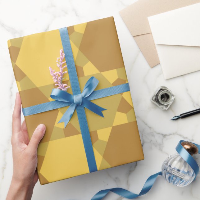 Papel De Presente Padrão de Ilusão Óptica de Estrela Marrom de Areia (Presentear)