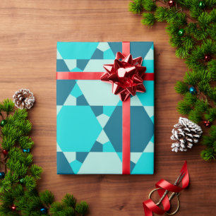 Papel De Presente Padrão de Ilusões Ópticas da Estrela Azul