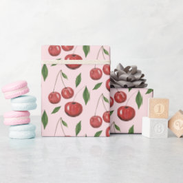 Papel De Presente Padrão de Ilustração de Aquarela de Cerejas Doce