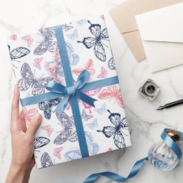 Papel De Presente Padrão de Ilustração de Borboleta Colorida Bonita