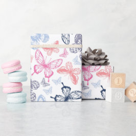 Papel De Presente Padrão de Ilustração de Borboleta Colorida Bonita