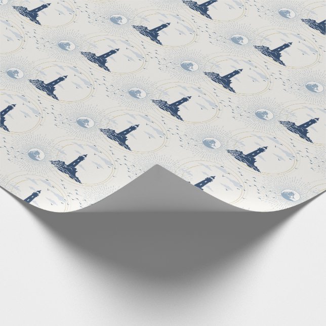 Papel De Presente Padrão de Ilustração de Farol Antigo (Ponta)