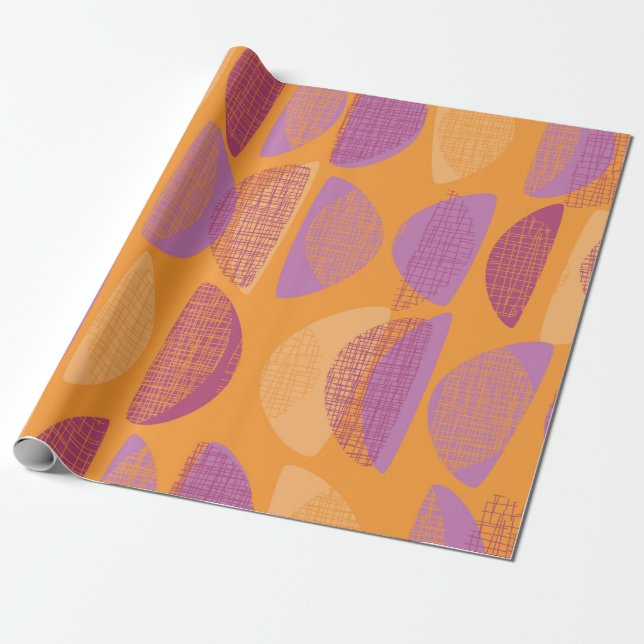 Papel De Presente padrão de ilustração do estilo moderno do meio séc (Desenrolado)