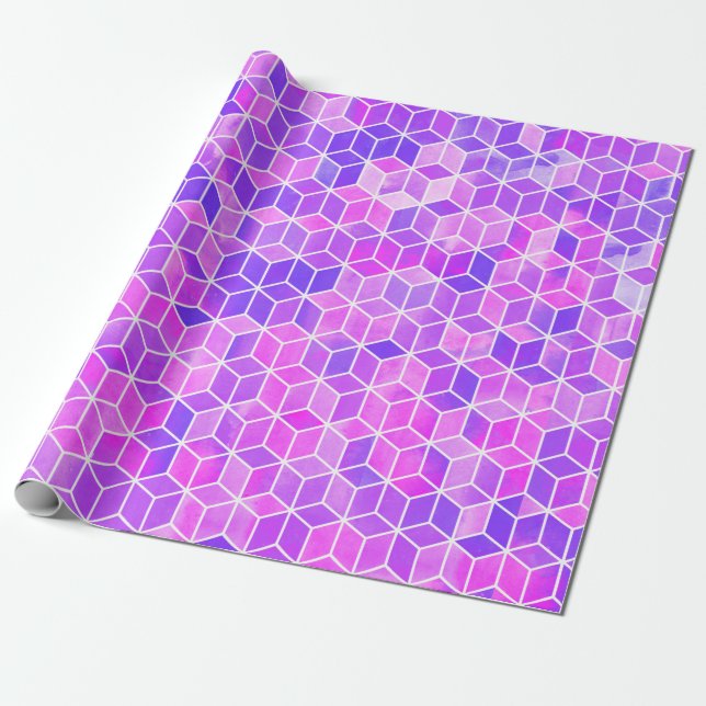 Papel De Presente Padrão de ilustração do hexágono de aquarelas (Desenrolado)