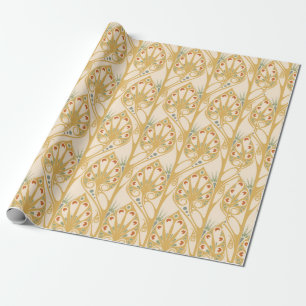 Papel De Presente Padrão de ilustração do retro art nouveau