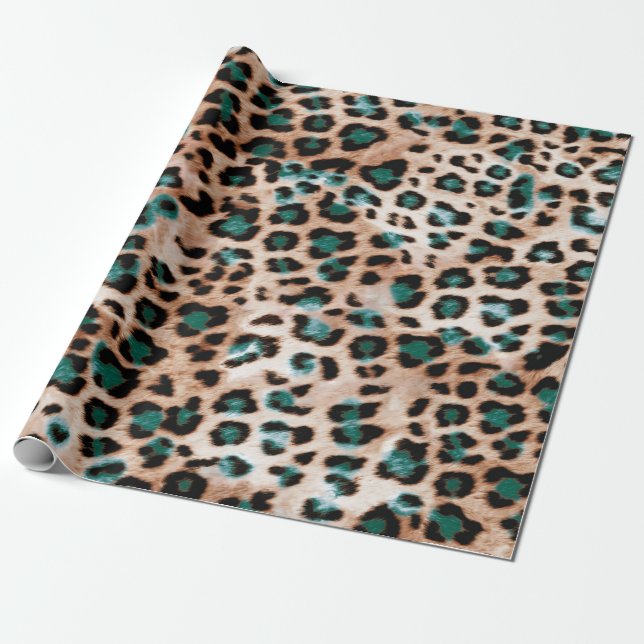 Papel De Presente Padrão de impressão animal das manchas leopardo (Desenrolado)