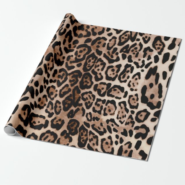 Papel De Presente Padrão de Impressão Animal de Manchas de Leopardo (Desenrolado)