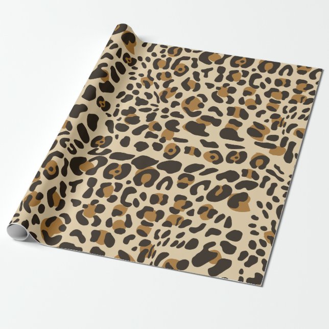 Papel De Presente Padrão de Impressão Animal Leopard Jaguar (Desenrolado)