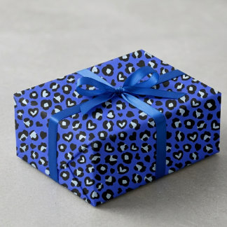 Papel De Presente Padrão de Impressão Chic de Leopardo Azul de Anima