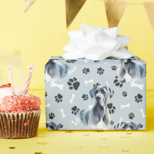 Papel De Presente Padrão de Impressão da Pata de Retrato do Cachorro
