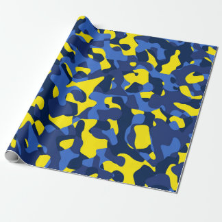 Papel De Presente Padrão de Impressão de Camuflagem Amarela Azul
