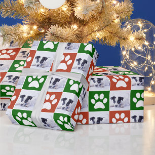 Papel De Presente Padrão de Impressão de Foto Pet Personalizado Verm