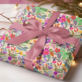 Papel De Presente Padrão de Impressão de Ilustração Floral Colorida