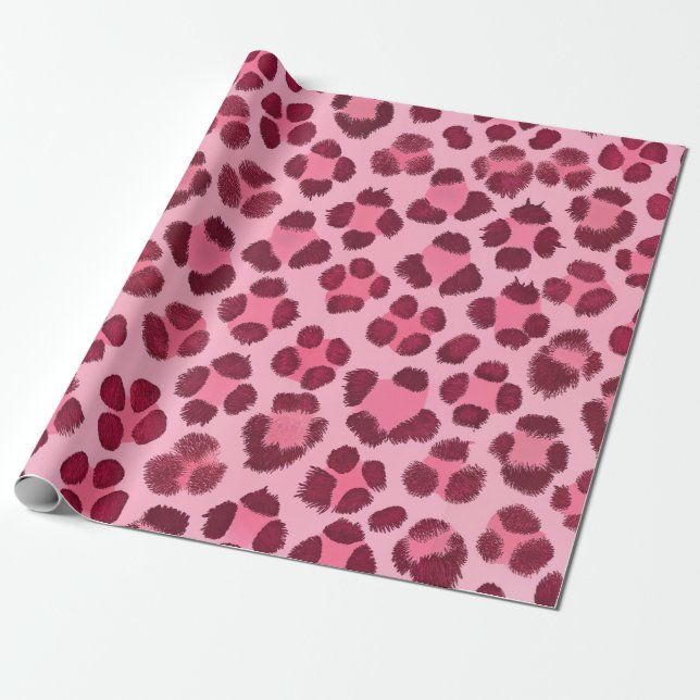 Papel De Presente Padrão de Impressão de Leopardo Rosa (Desenrolado)