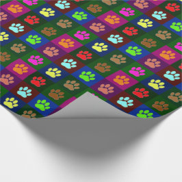 Papel De Presente Padrão de impressão de pata de cão multicolorido