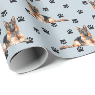 Papel De Presente Padrão de impressão de pata de german shepherd na 